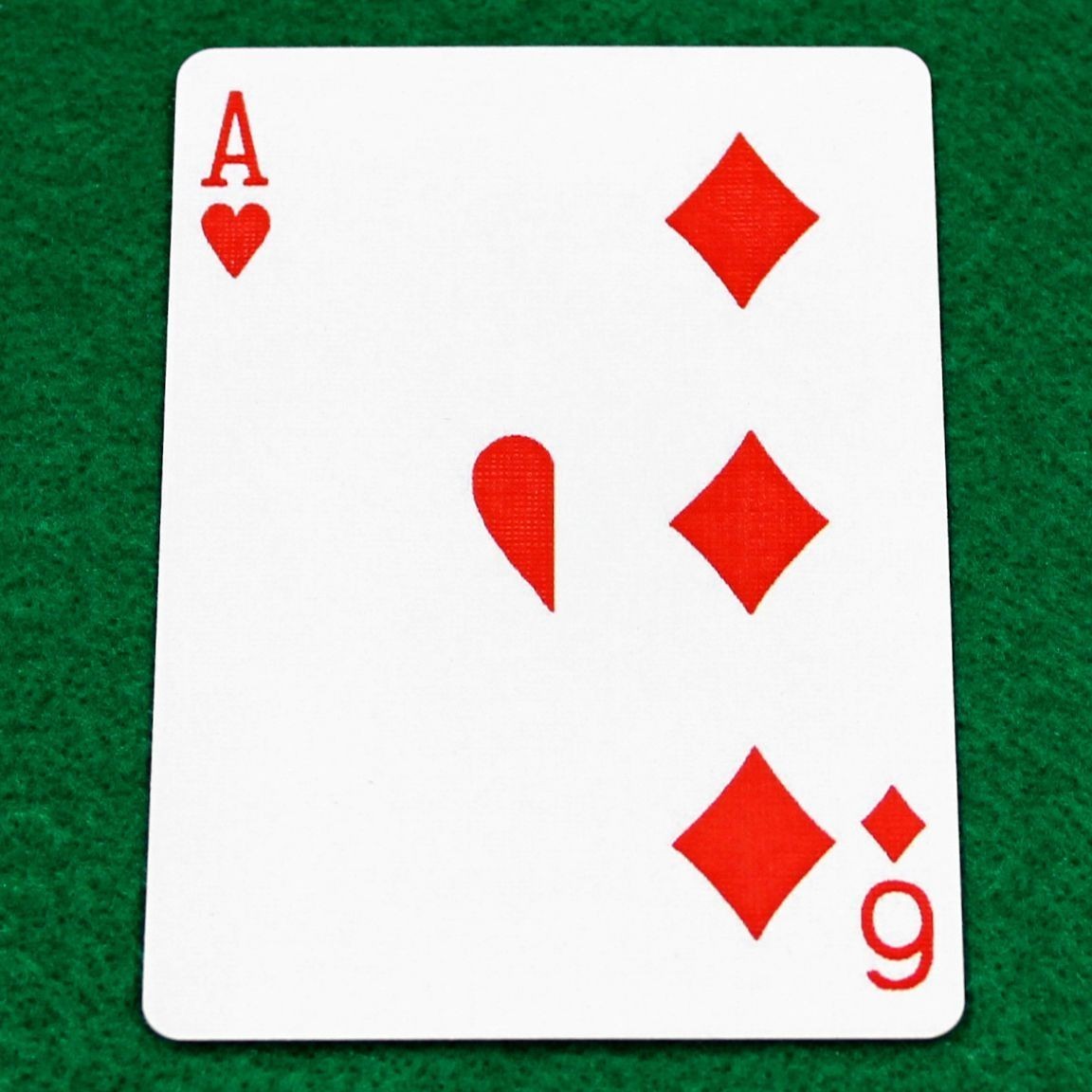 Ace of Hearts / 6 Diamonds, Half Vertical, Bicycle Printed Gaff Card, Blue