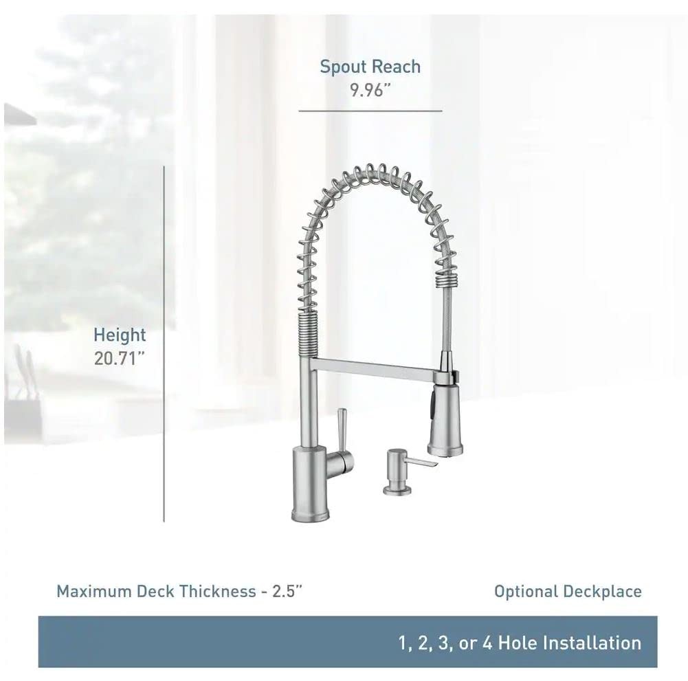 Moen 87194SRS Indi Single-Handle Pre-Rinse Spring Pulldown Sprayer Kitchen
