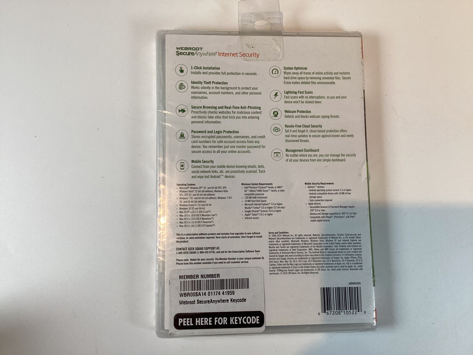 WEBROOT Secure Anywhere Internet Security Plus 3 Devices Antivirus Mobile PC Mac