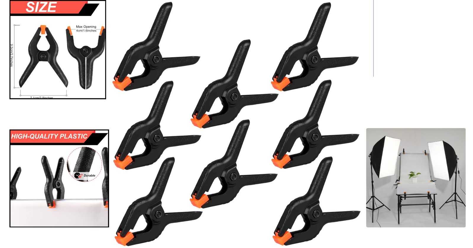 3.5 inch Plastic Spring Clamps, 12 Pack - Ideal for Crafts & DIY Projects