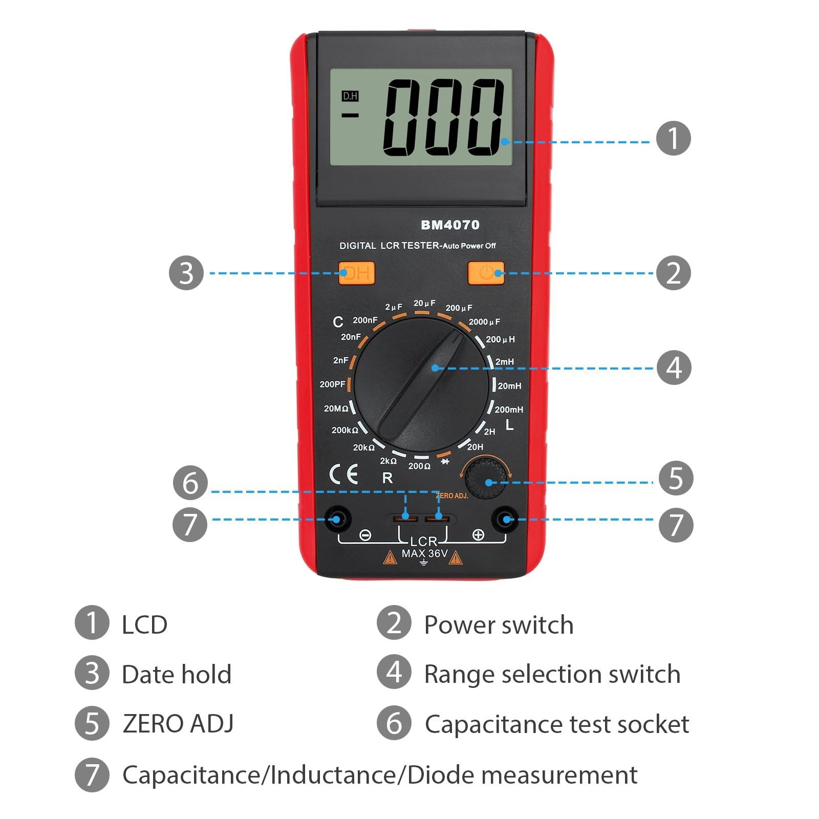 Lcr Meter Lcd Capacitance Inductance Resistance Tester Measuring Meter Selfdisch