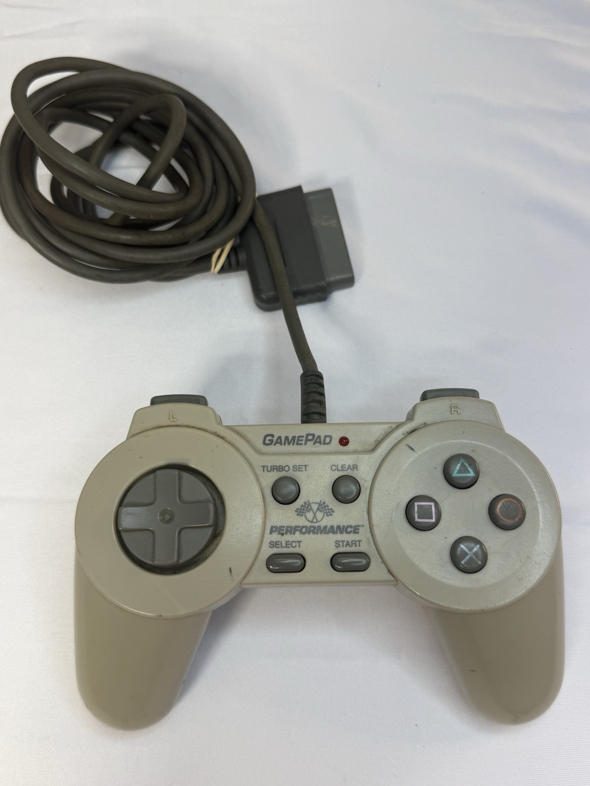 GamePad Performan PS1 PlayStation 1 Controller Gray Turbo Set P-103E