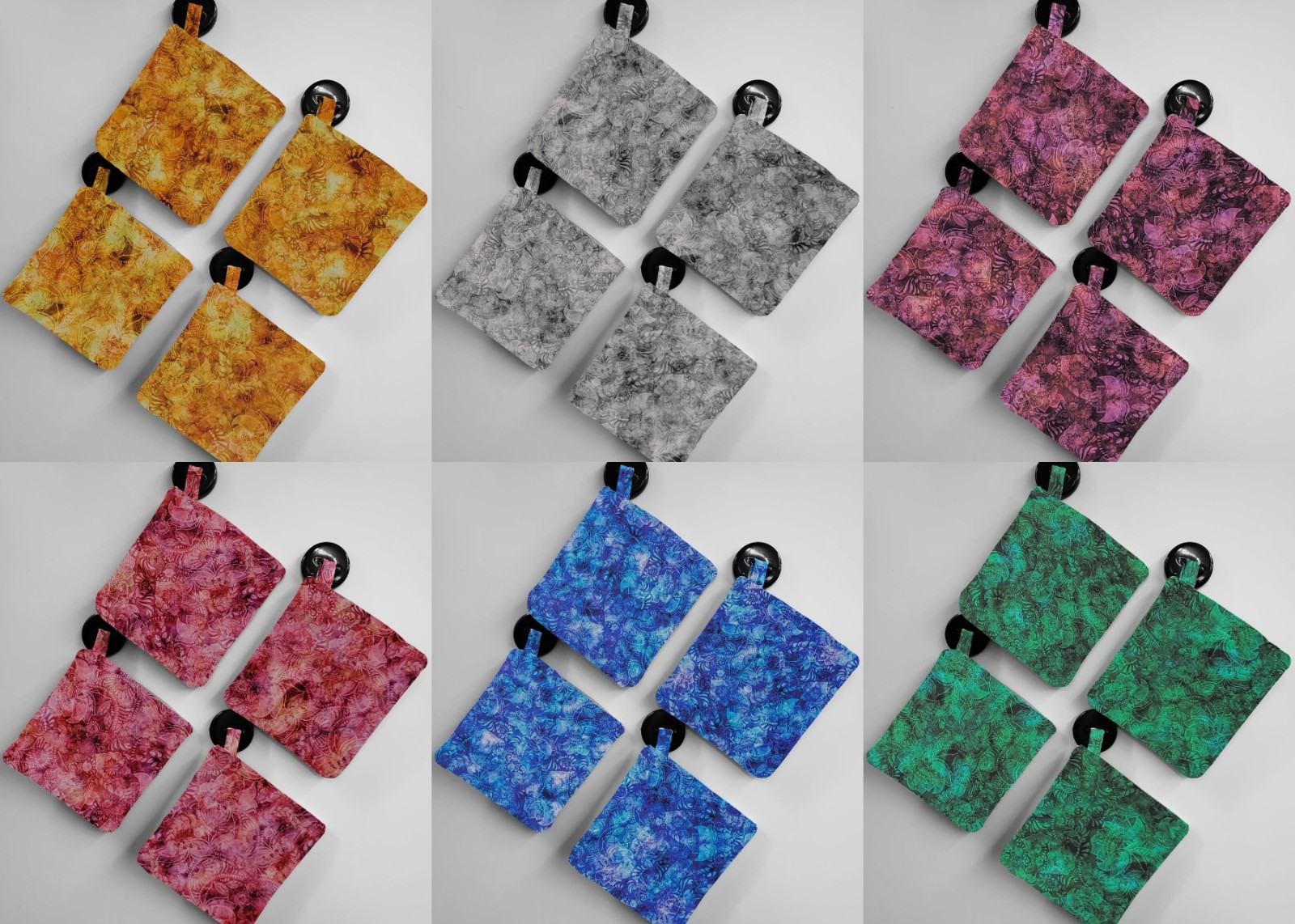 Floral Paisley Pot Holders (Set of 4)