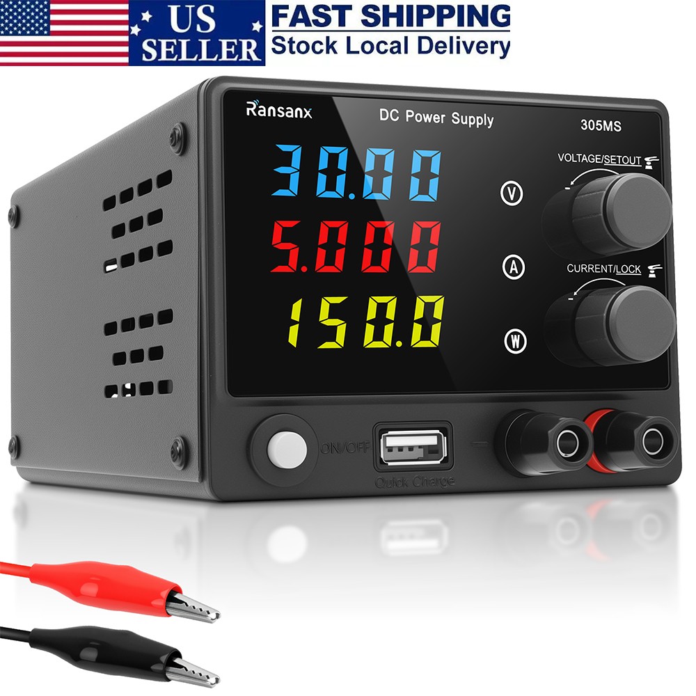 Adjustable 0-30V 5A DC Power Supply Variable Regulated Lab 4-Digits LED Display