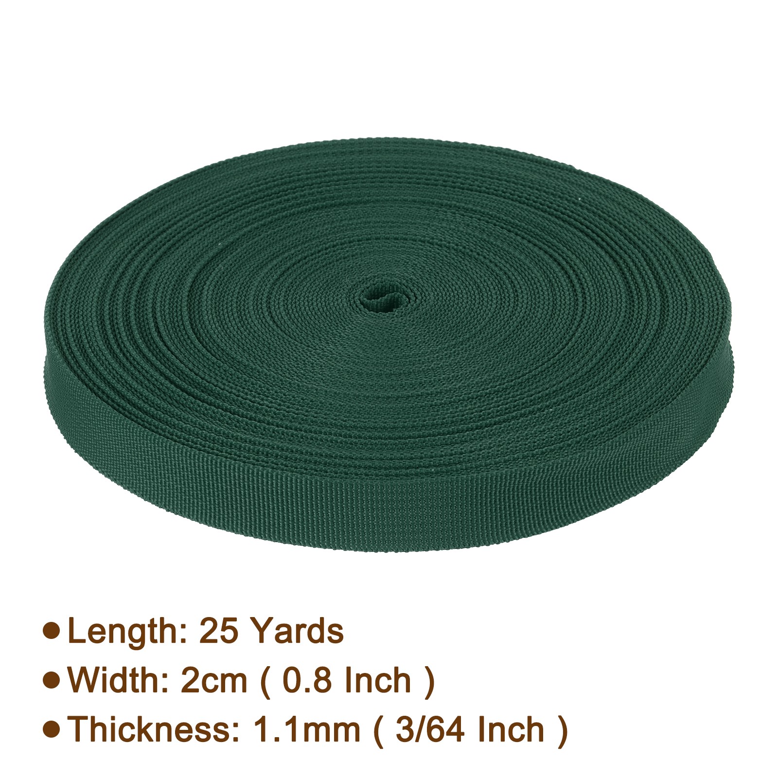 Nylon Webbing Strap 25 Yards 7/8" Polypropylene Lightweight Strap Dark Green