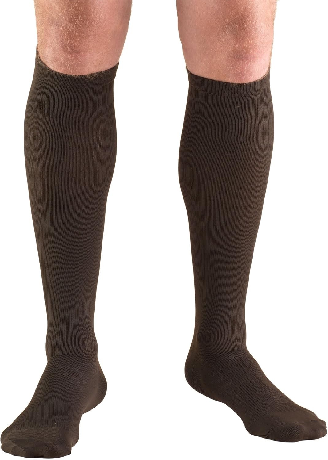 TRUFORM Over The Calf Men's Dress Socks 15-20mmHg (Brown) Large