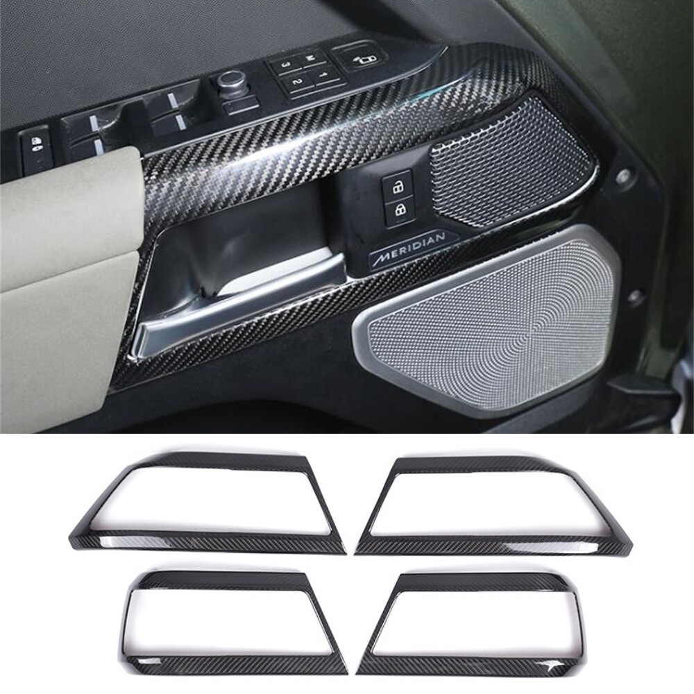 4×Real Carbon Fiber Interior Door Handle Cover For Land Rover Defender 110 2020+