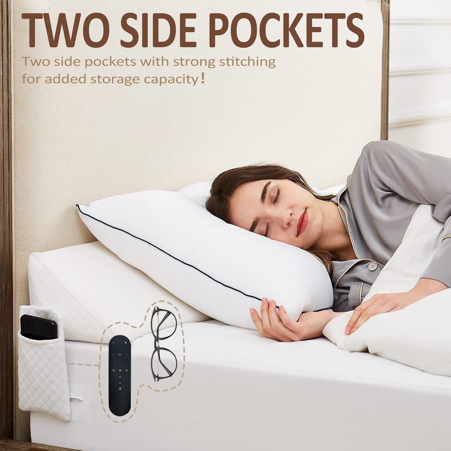 King Size（76"x10"x6"） Bed Wedge Pillow for Headboard - Bed Gap Filler0-8" - T...