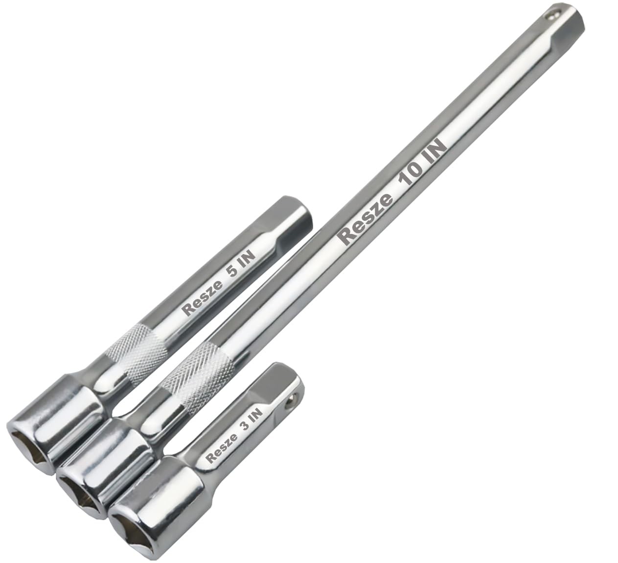 Resze 3 Pcs Socket Extension Set, 1/2" Drive Impact Bar 3pc, Silver