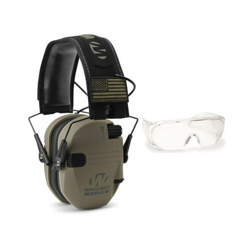 Walkers Razor Slim Electronic Muffs Patriot Shooting Glasses (FDE Patriot)
