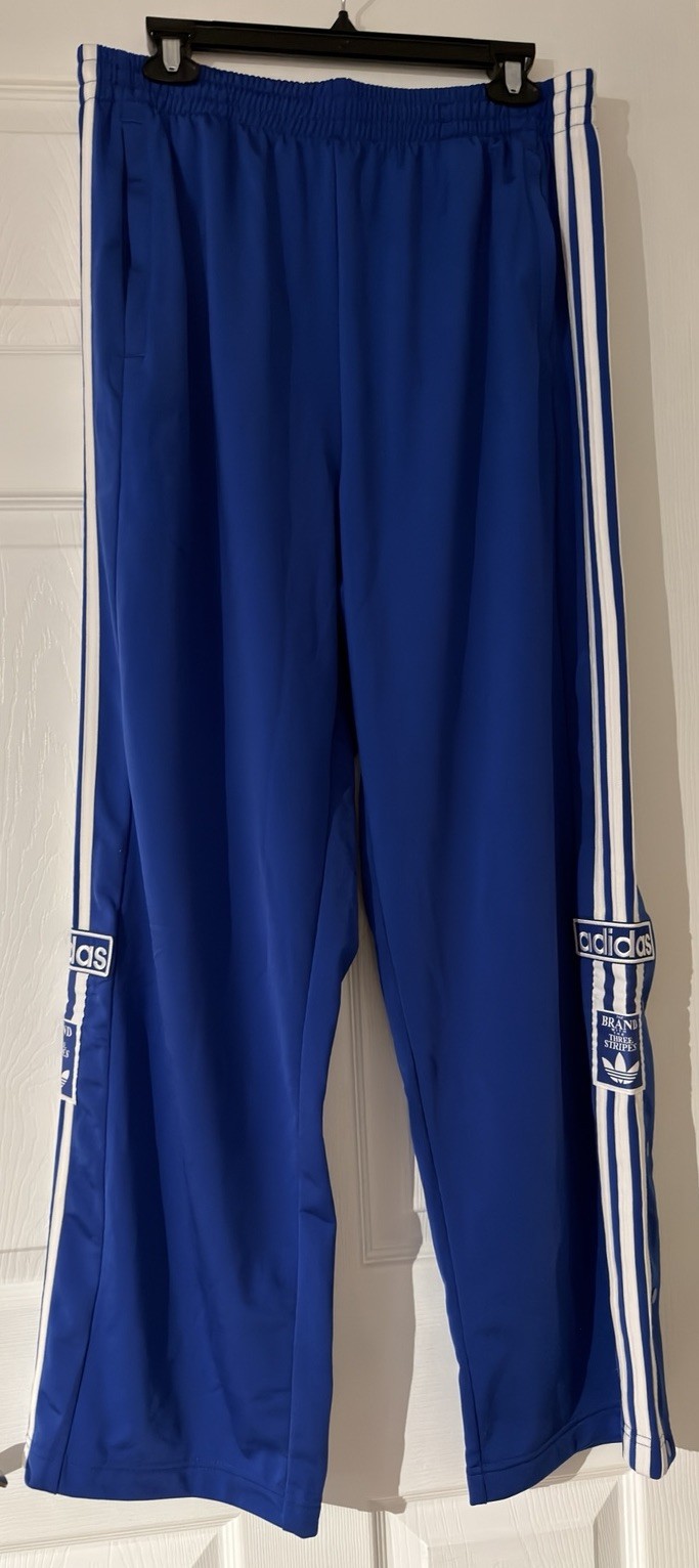 adidas Men's M Black White 3 Stripe Tearaway Breakaway Track Pants Snap F40938