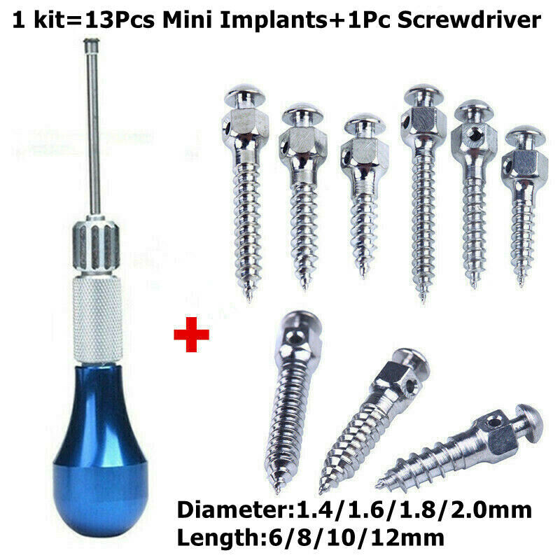 10PCS Dental Orthodontic Mini Implants Micro Screw Self Drilling+1PC Screwdriver