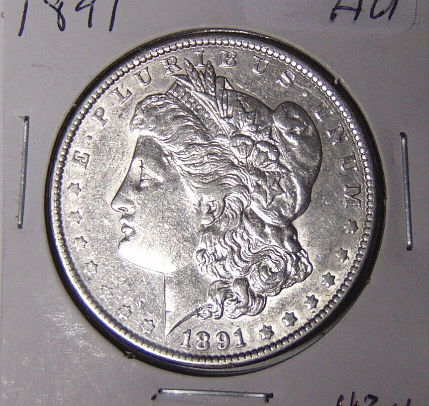 AU 1891-P Morgan Silver Dollar About Uncirculated Detail Philadelphia (8524)