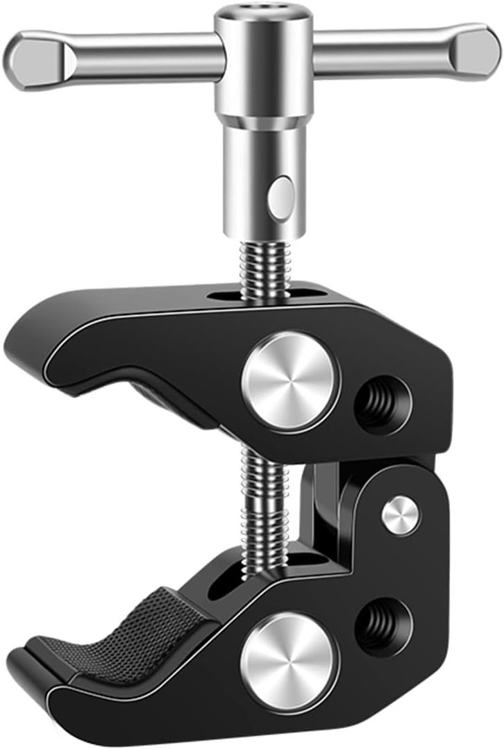 Super Clamp Mount with 1/4 3/8 Thread Holes Versatile Camera Clamp for Tripod Li