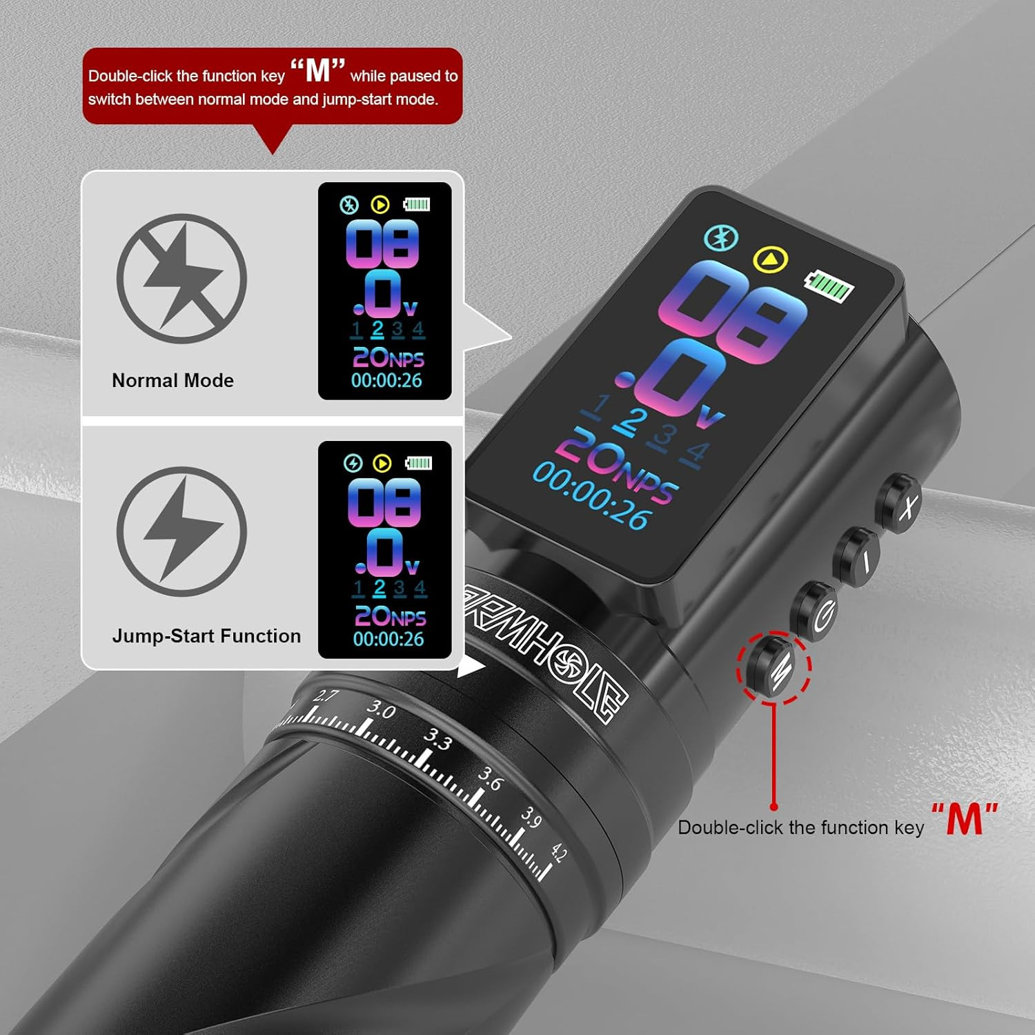 Gun Wireless Tattoo Machine Multi-Function Tattoo Pen 2,300Mah Battery with Repl