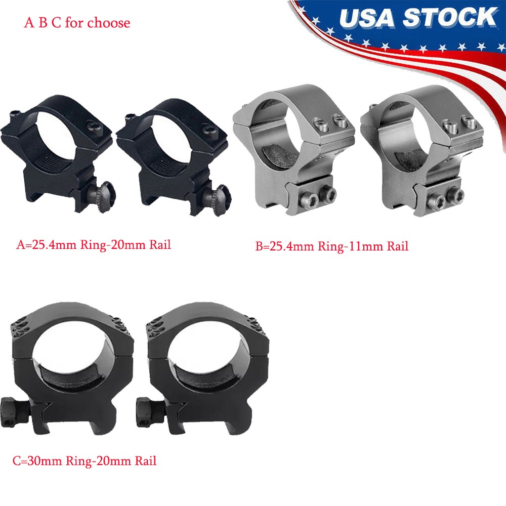 2PC 30mm Low Profile Scope Ring Mount/1 Inch Ring Low Profile 11/20mm Rail Mount