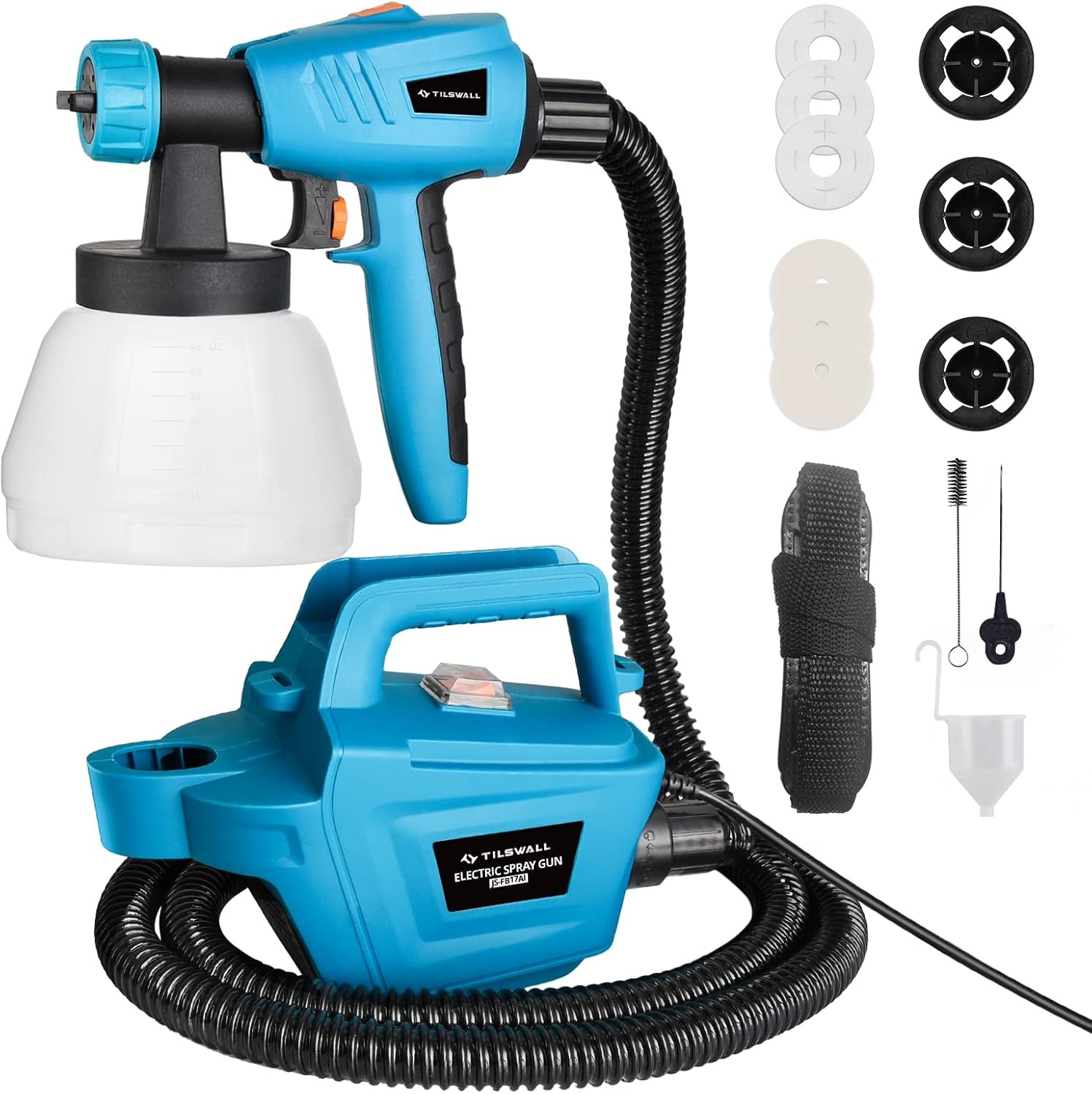 Tilswall Paint Sprayer, 800W HVLP 1200ML/Min Electric Spray Paint Gun with 2.5M