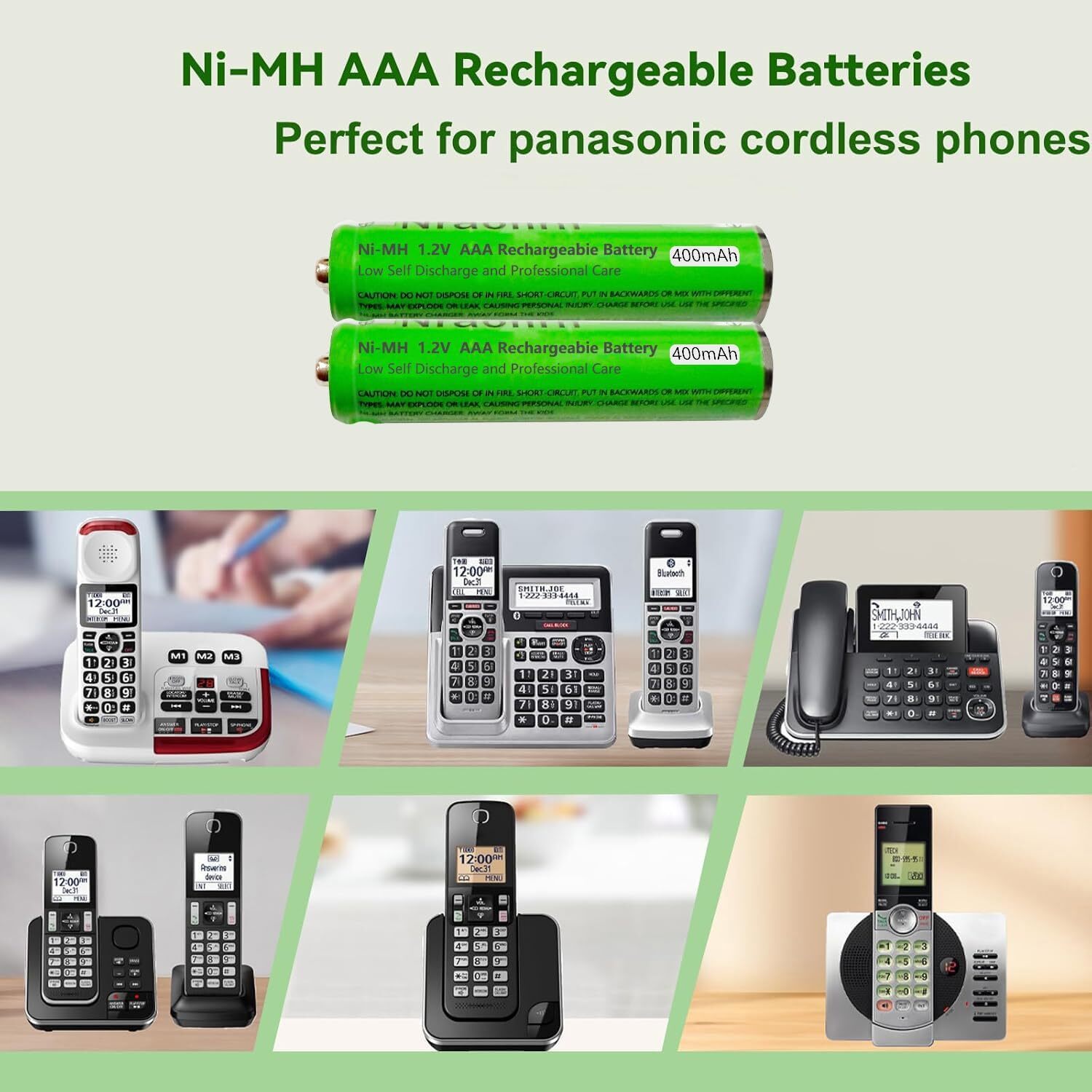 4x NI-MH AAA Rechargeable Batteries 1.2 V 400 MAh for Panasonic Cordless Phones