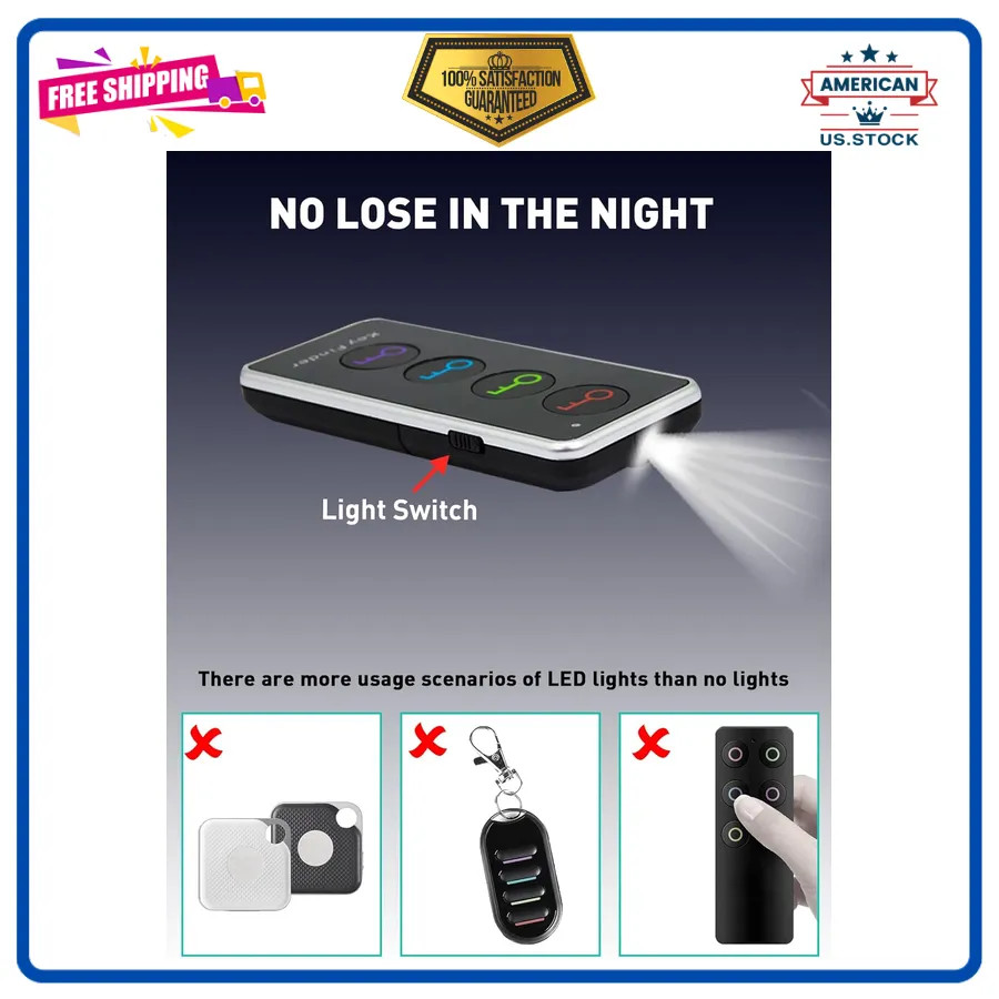 Wireless Key Finder Item Locator Remote Tracker 131ft Range with Sound Battery