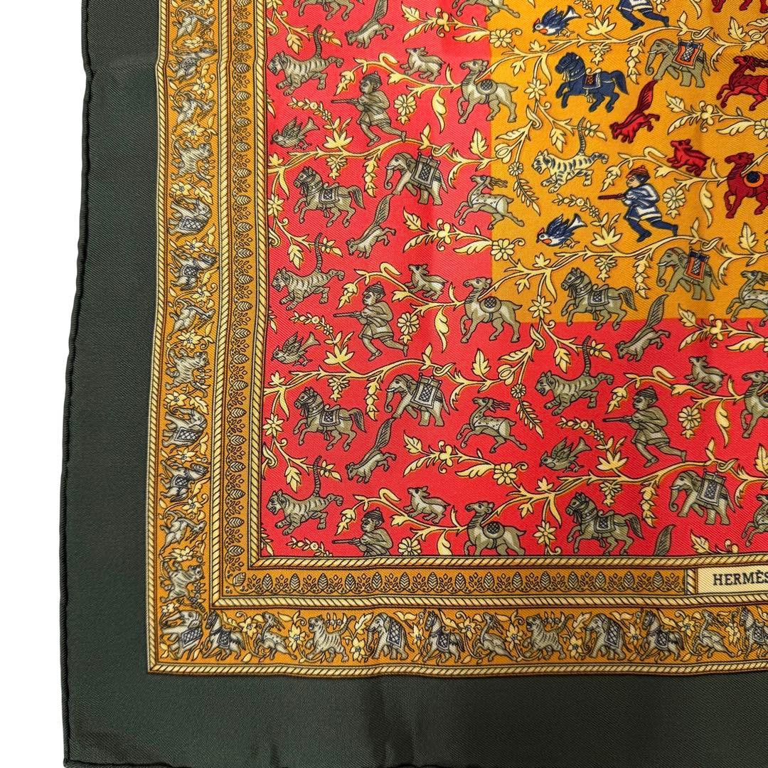 HERMES Carre 45 CHASSE EN INDE Indian Hunting Silk 100% Scarf Tags No Box Rare