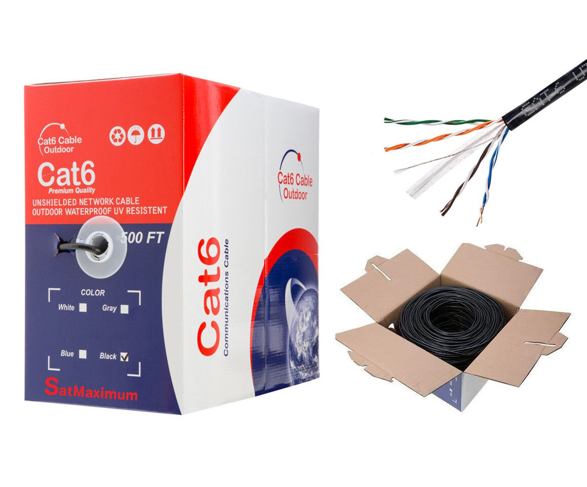 CAT6 UTP 500FT OUTDOOR 23AWG Solid Direct Burial Wire Ethernet Network Cable
