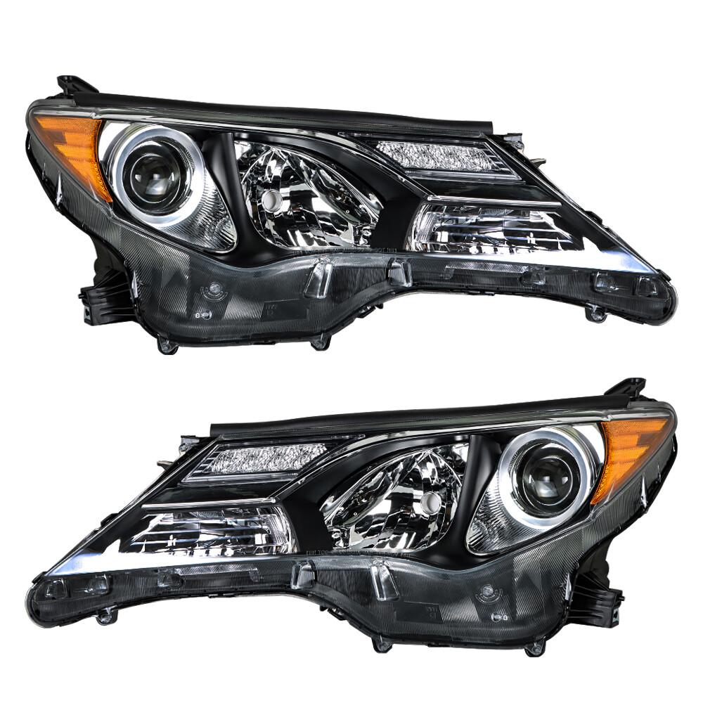 Labwork Left+Right Headlights For Toyota RAV4 2013-2015 Halogen Factory Black
