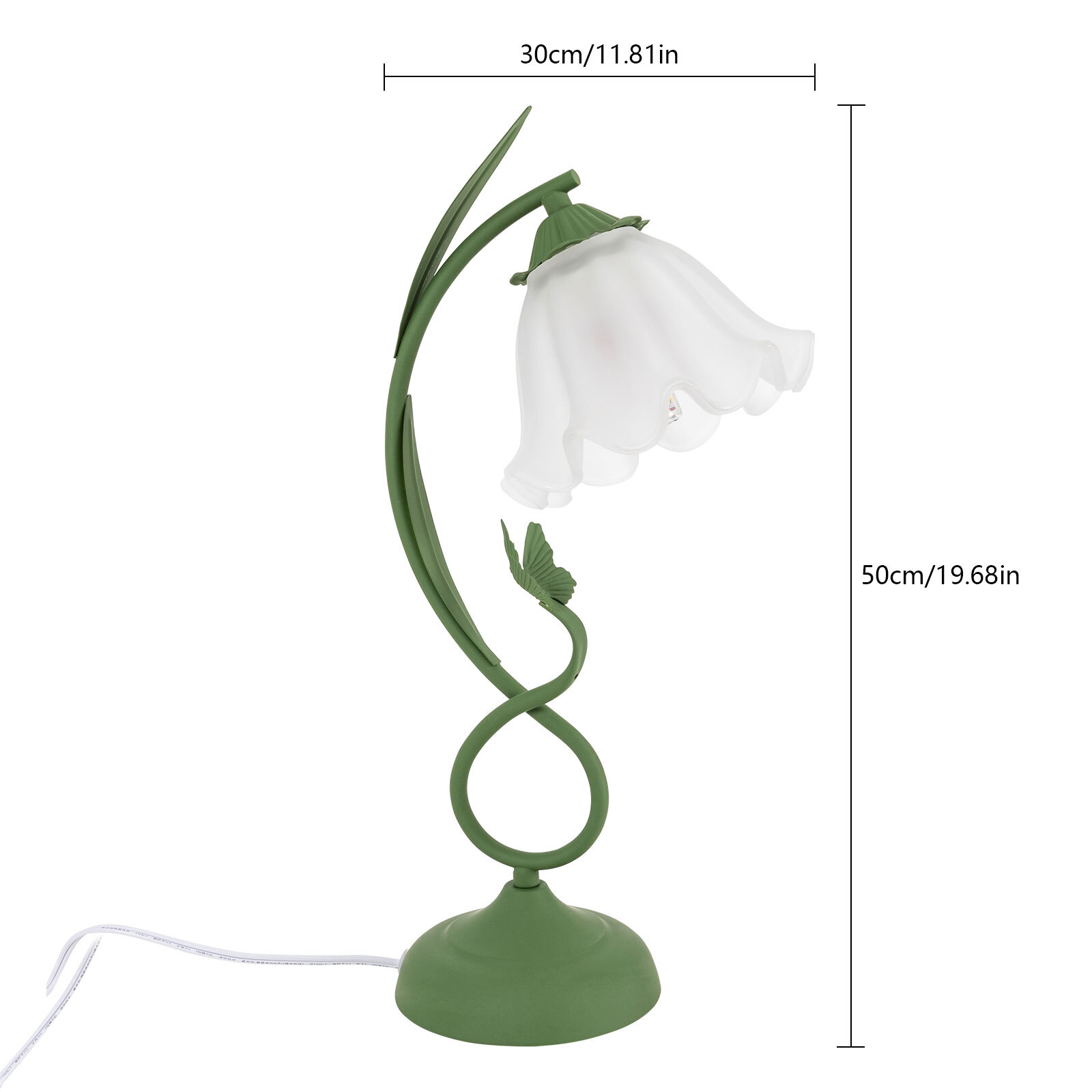 Flower Shape Glass Table Lamp Bedside Desk Light Fixture Green Reading Lamp...