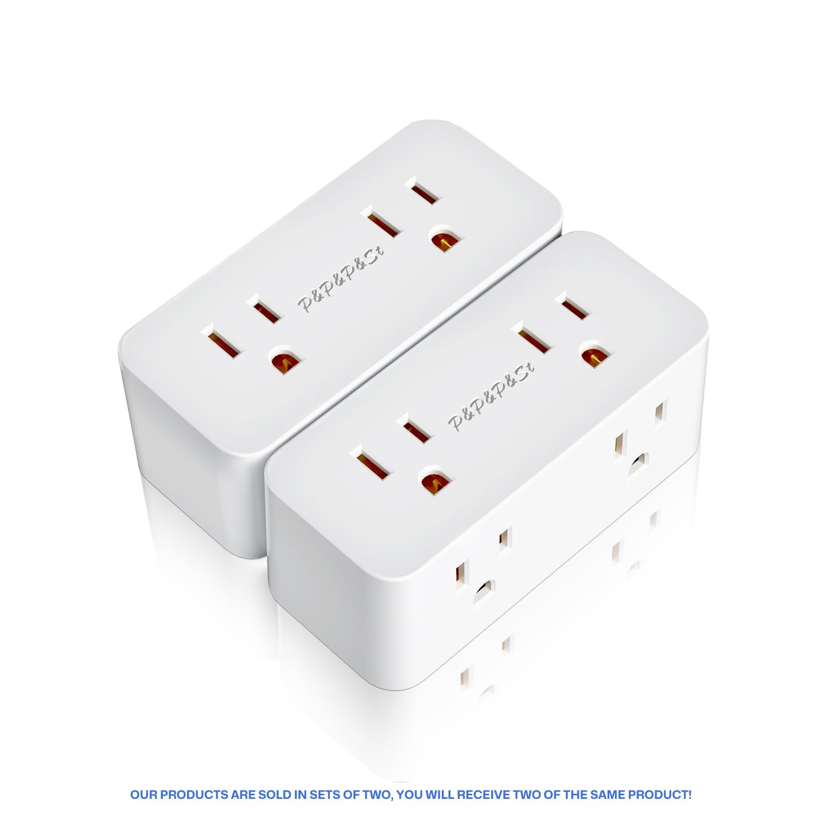 Multi-Plug Outlet Extender, 4-Position Wall Socket, 2-Pack,
