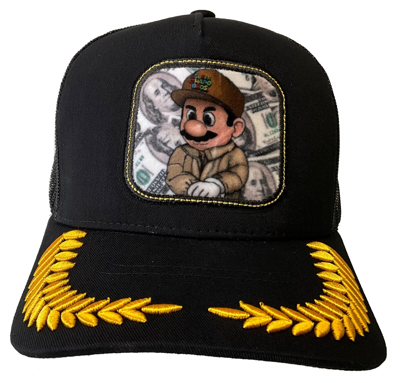 SUPER CHAPO BROS EL CHAPO GUZMÁN HAT  BLACK MESH MEXICO LOGO FEDERAL