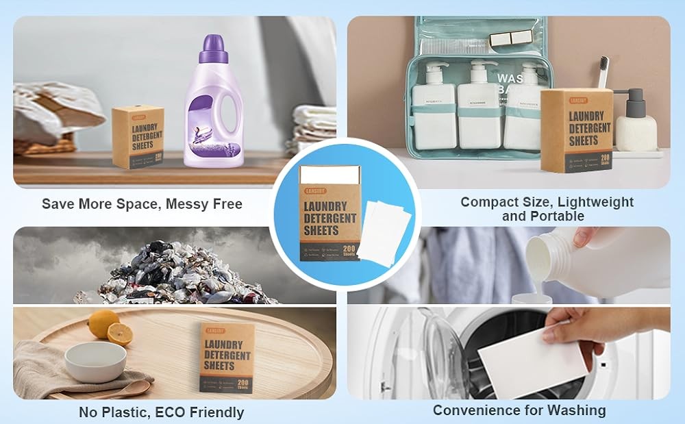 Laundry Deternt Sheets - 200 Loads Fresh Linen Scent Washing Strips,
