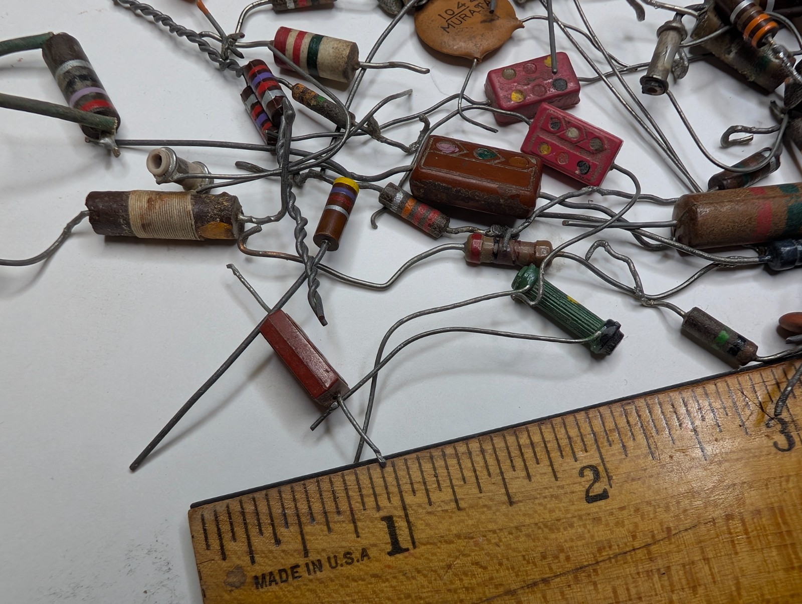 x60 LOT Mixed Vtg Electronic Components Resistors Capacitors Radio Repair Parts