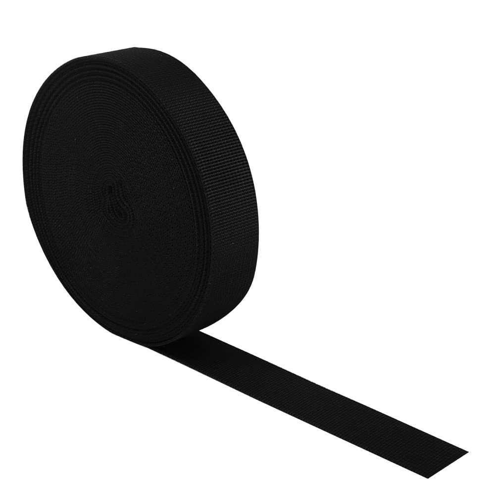 Nylon Webbing Strap 1 1/4 Inch Black 10 Yards 0.05 Thick - Ideal for DIY Crafts