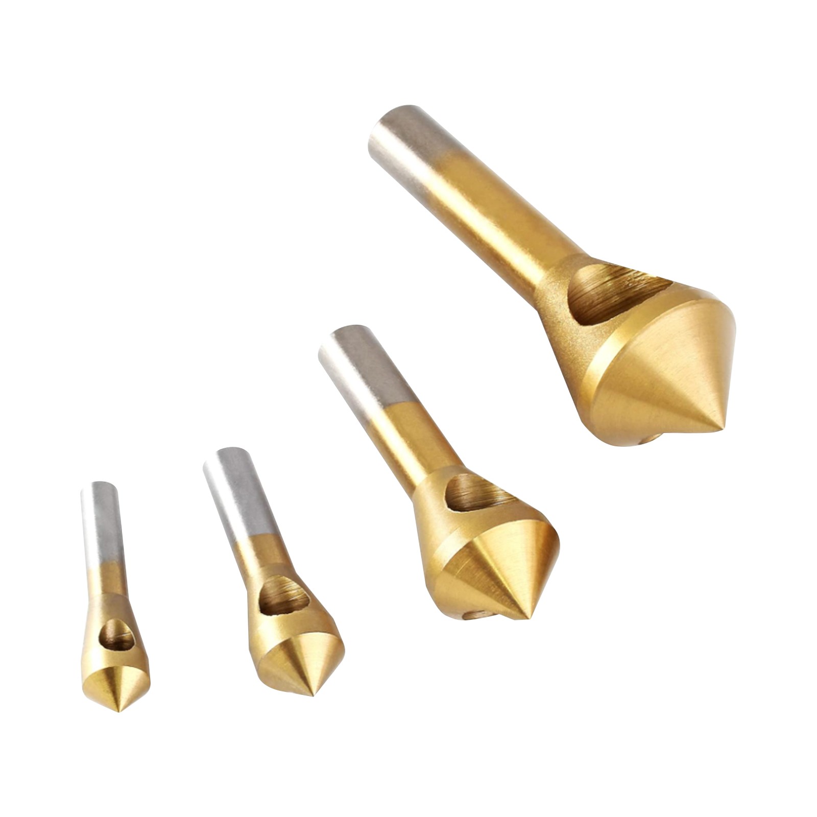 4-piece Countersink Deburring Tool Set, High Speed Steel Woodworking Bits