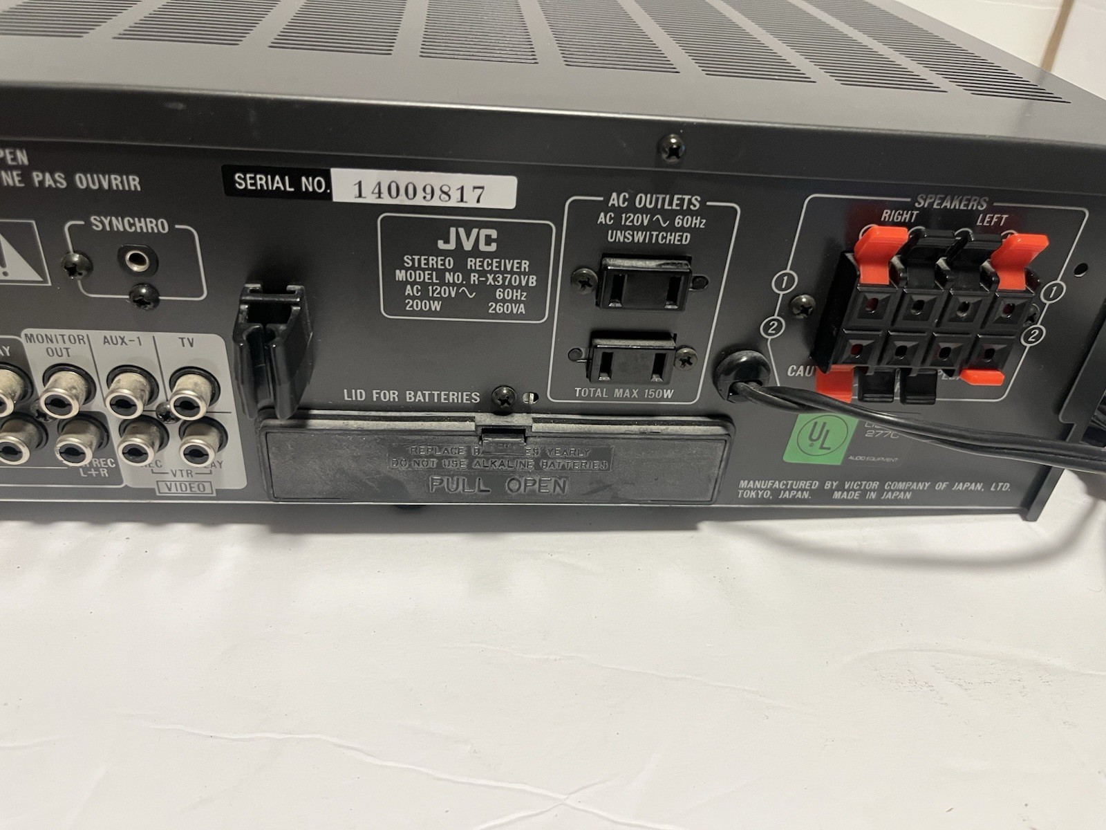 JVC R-X370V STEREO RECEIVER WITH REMOTE BUNDLE
