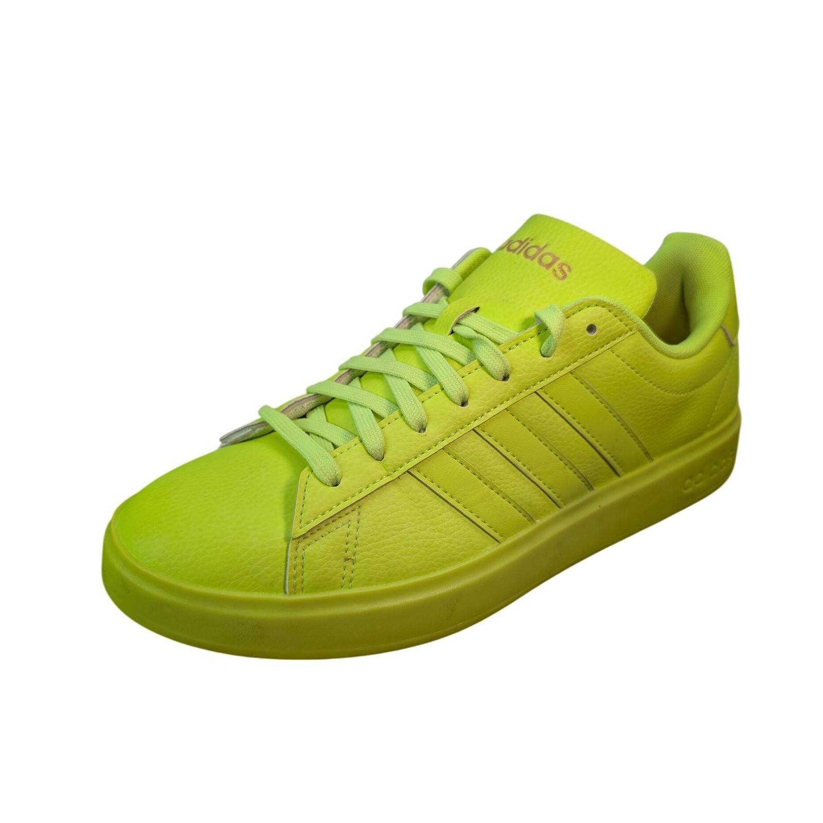 Adidas Grand Court Base Neon Yellow Solar Sneakers Men's 8.5