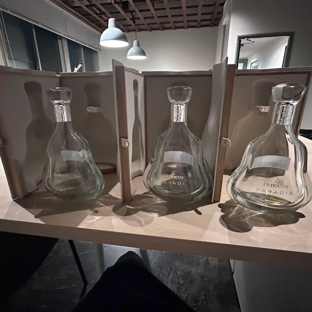 Hennessy Paradis Rare Cognac Crystal Decanter Empty Bottle w/ Box set of 3 FS