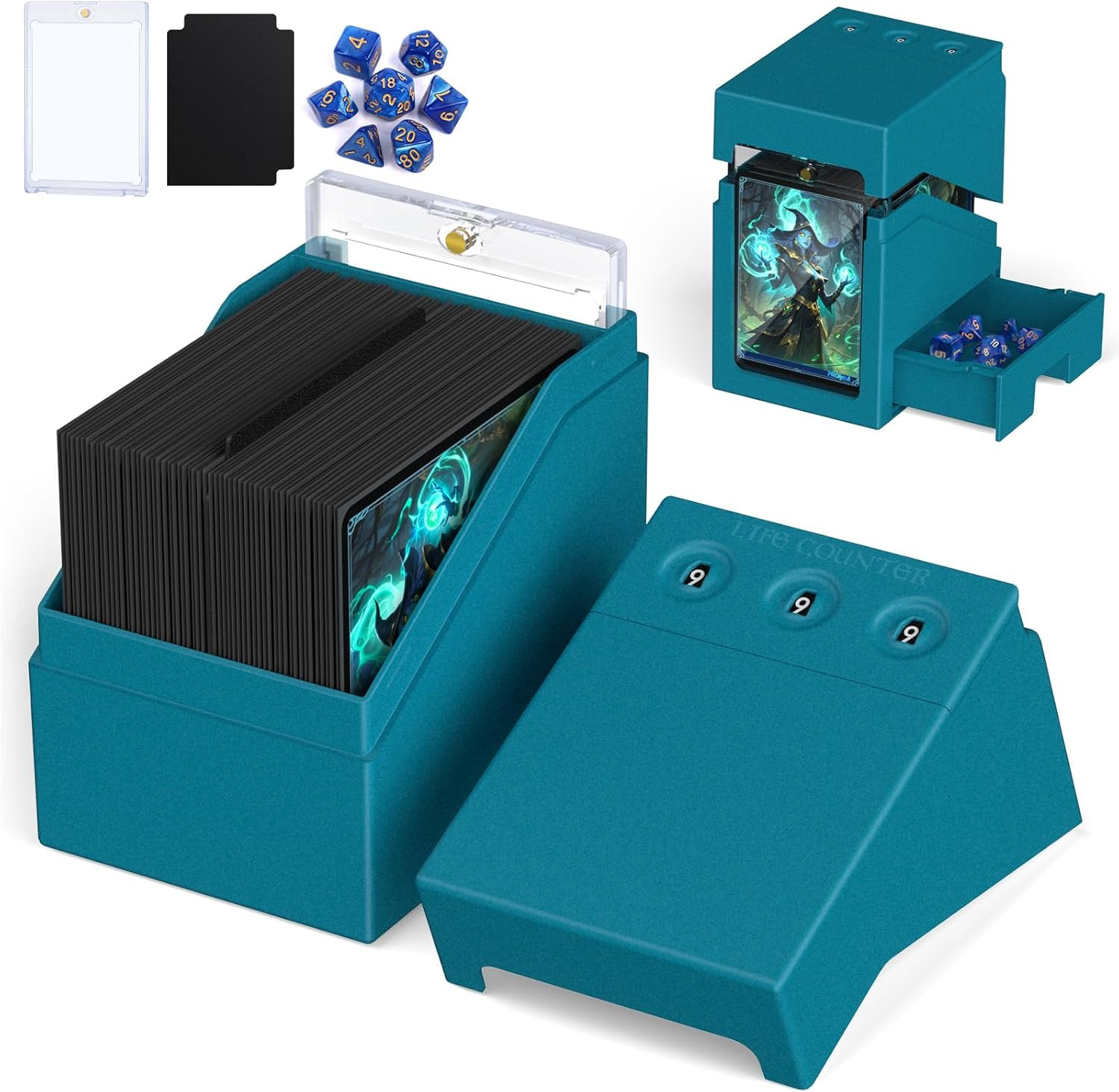 Mtg Deck Box with Life Counter, Commander Deck Box Fits 100 Double-Sleeved Cards