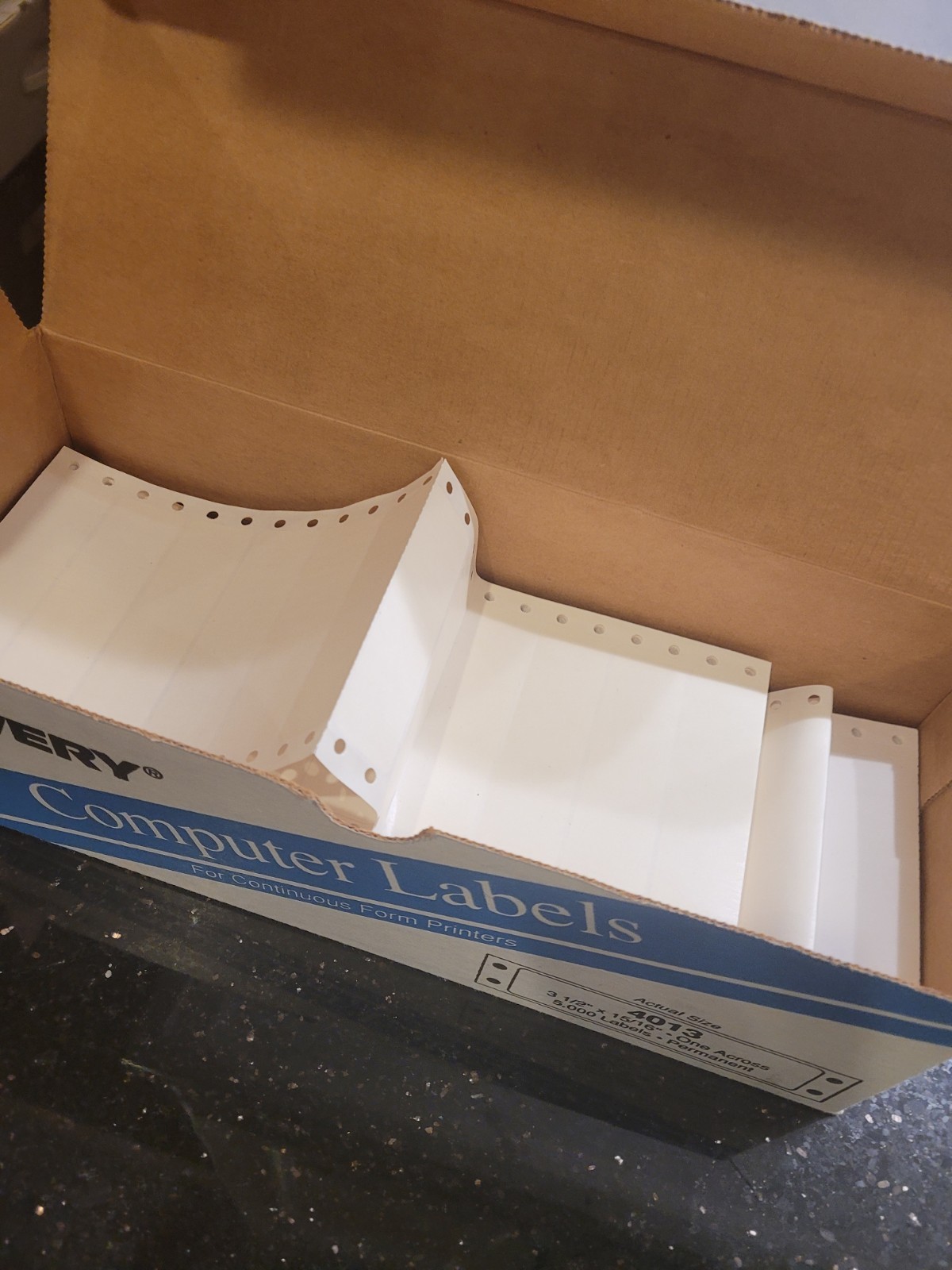 Avery 4013 Continuous Computer Labels 3-1/2 x 15/16 5000 Permanent Dot Matrix