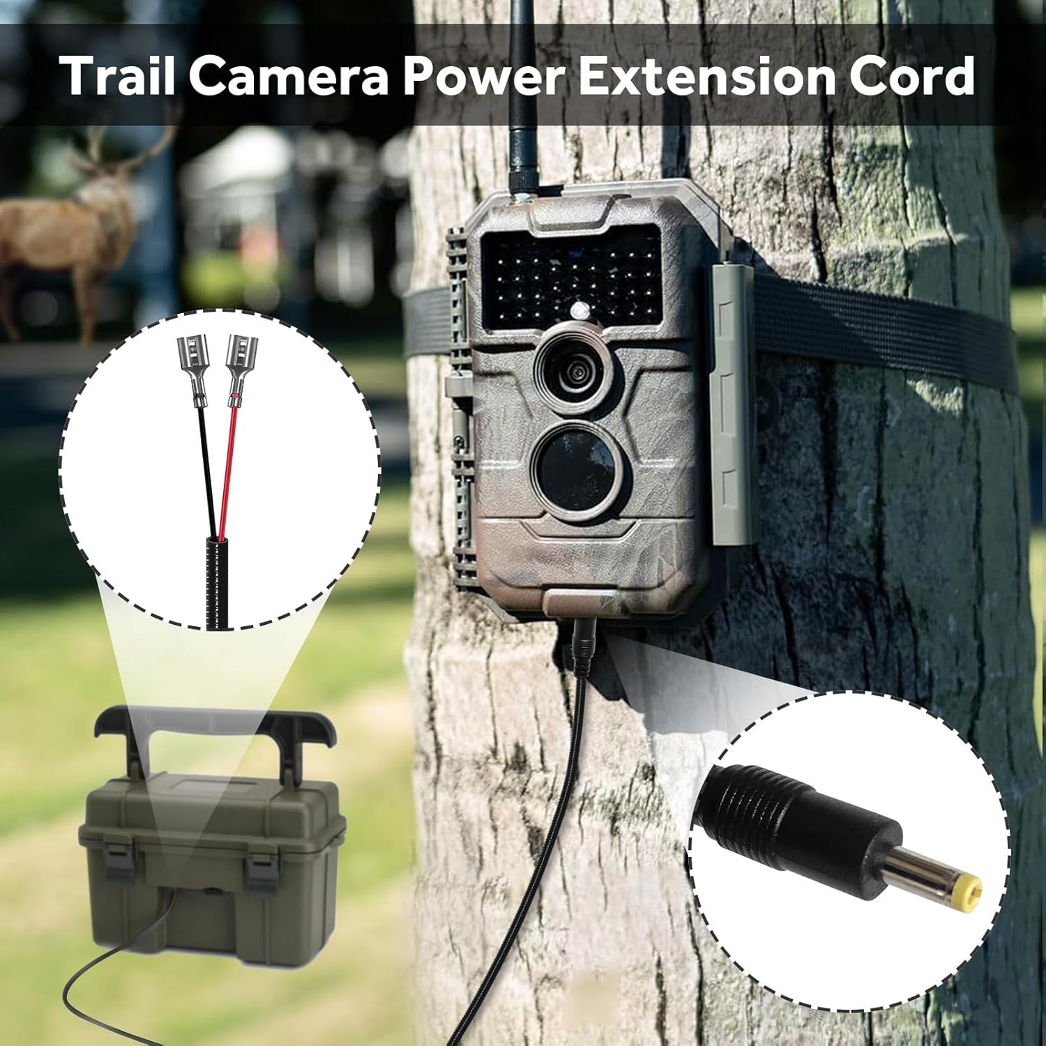 Durable Chew-Resistant Power Cable for Trail Cameras, Compatible with Tactaca...