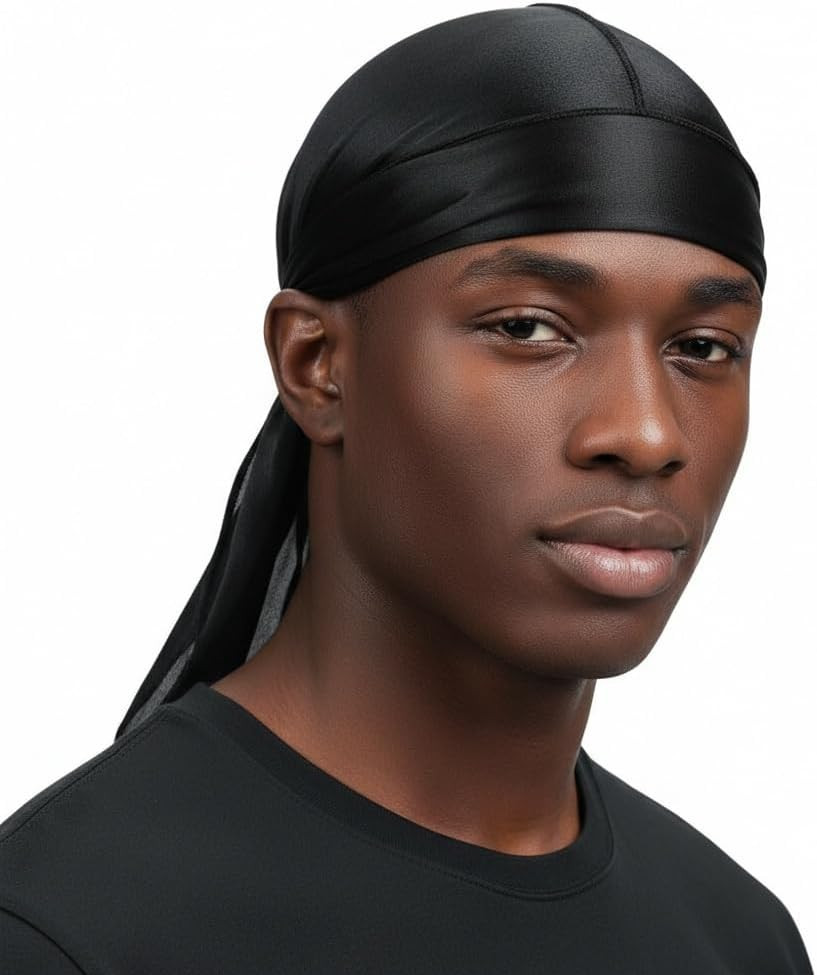 Silky Satin Durag for Men Women Silk Durags Satin Du Rags Long Tail Do Rag Cap D