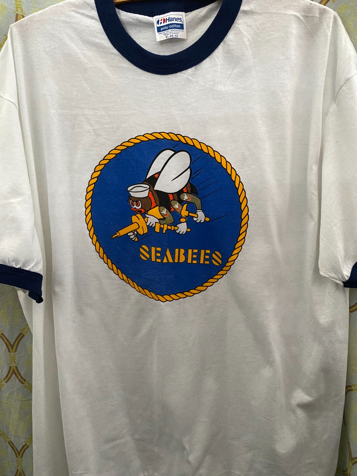 Vintage New Mens T Shirt USN NAVAL CONSTRUCTION BATTALION CB US NAVY SEABEES  XL