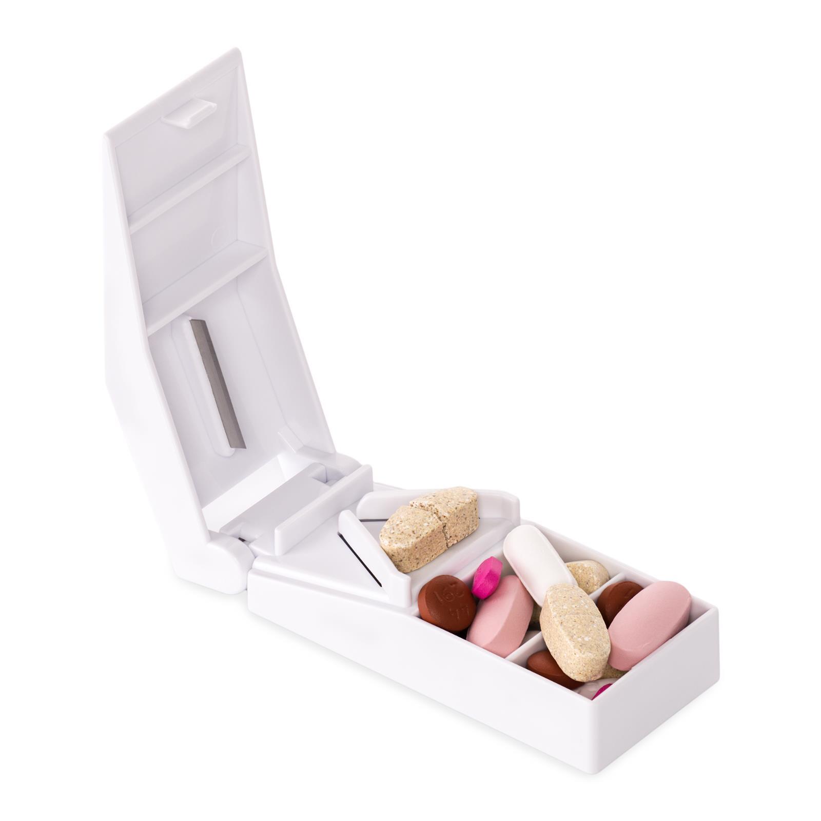 Pill Cutter Splitter with Stainless Steel Blade and Guard, Storage by easycare