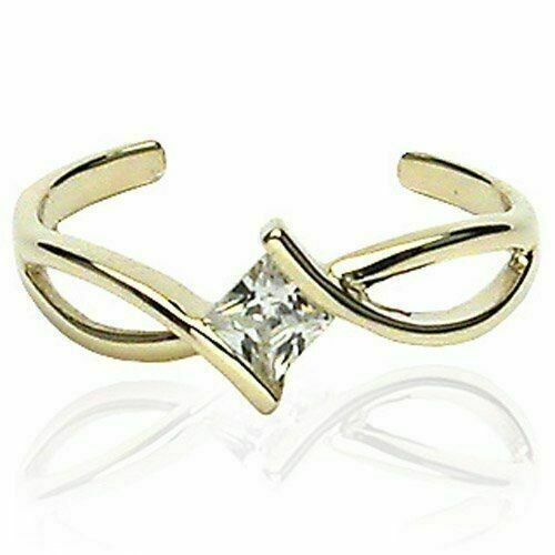 Lab Created Diamond Hollywood infinity Adjustable Toe Ring 14K Yellow Gold FN