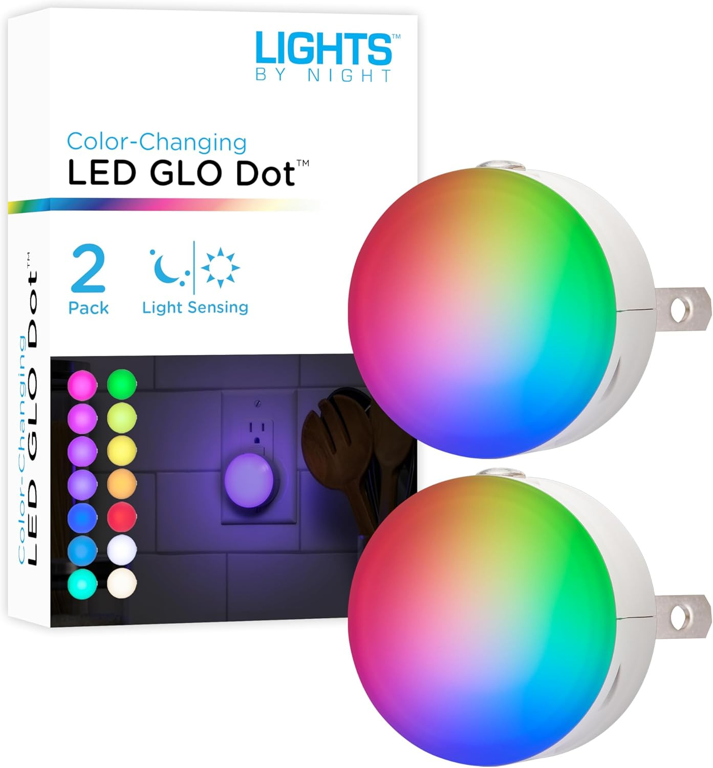 Color Changing Mini LED Night Light, Plug-in, Dusk to Dawn Sensor, Compact, 3 Mo
