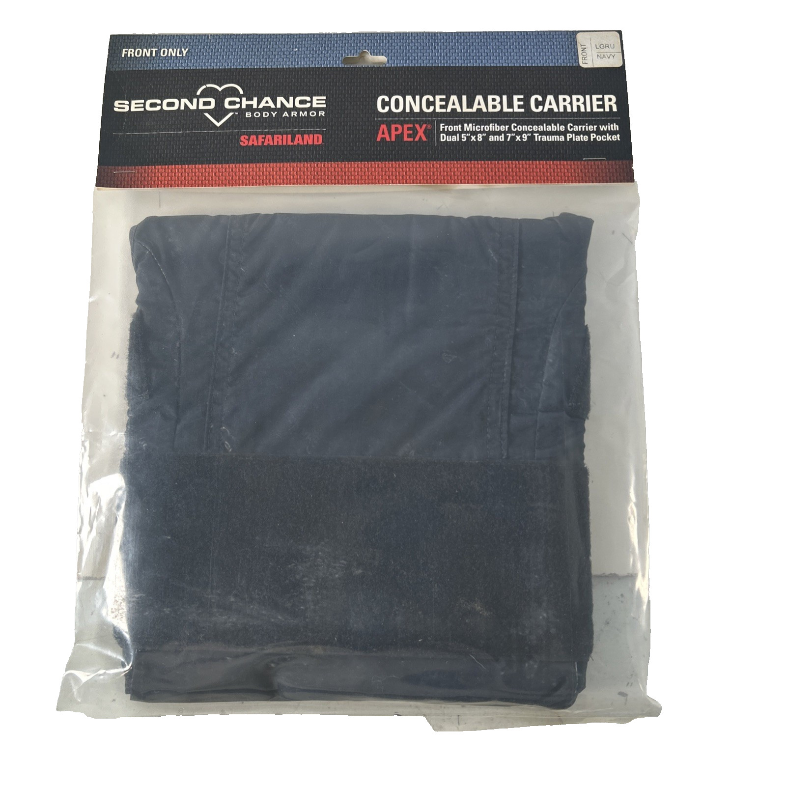 Second Chance Apex Carrier for Concealment Body Armor Navy Blue - FRONT ONLY