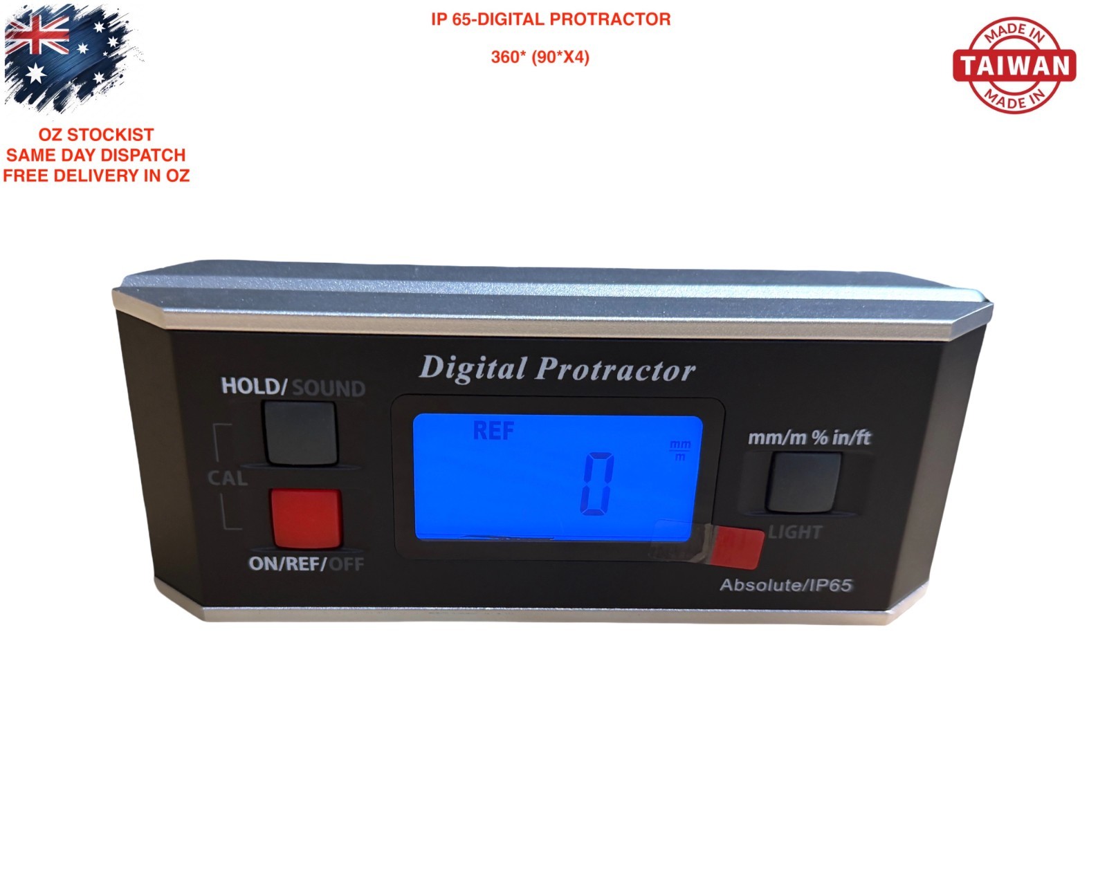 DIGITAL PROTRACTOR WITH LED LIGHTS 360* MADE IN TAIWAN IP-65 GRADE