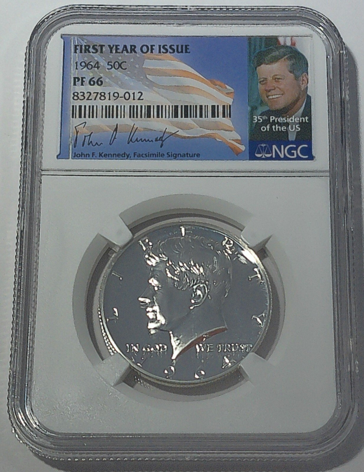 1964 NGC PF66 Proof Silver Kennedy Half Dollar JFK Coin Signature Label 50C FYOI