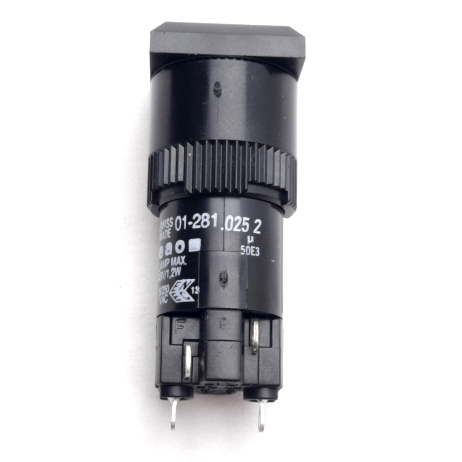 EAO 01-281.0252 Pushbutton Switch, Maintained, Square, DPST NO/NC, 250VAC 5A