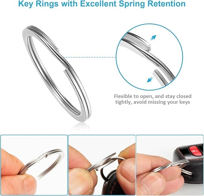 "Key Rings Stainless Steel Assortment Heavy Duty Split Keyring Loops, In 5 Small