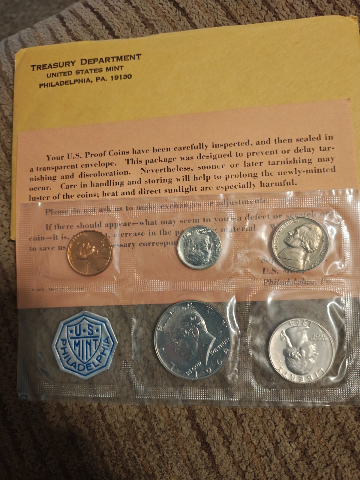 1964 Proof Set Proof  SILVER COINS 1st year of Kennedy half melt is over $79